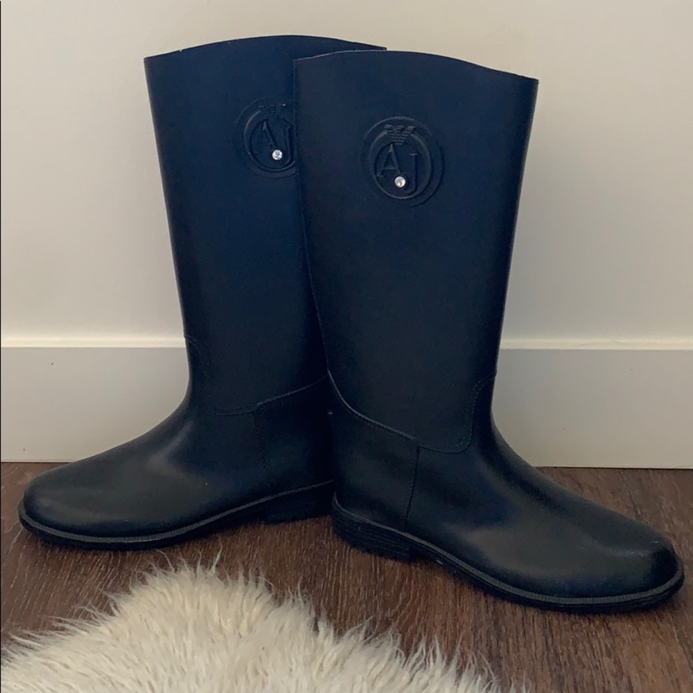 ☆ Black Rain Boots, Armani Jeans